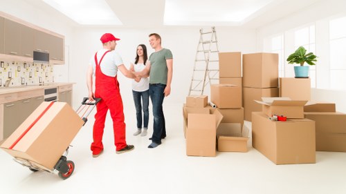 Packing boxes and furniture ready for a Highams Park move