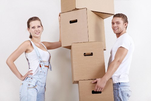 Local removals team planning access in a residential street